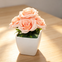 Fournisseur Professionnel de Mini-Bonsaïs de Roses Artificielles Réalistes, Plantes en Pot de Fleurs en Soie Personnalisées, Style Nordique, Fait Main, Thanksgiving