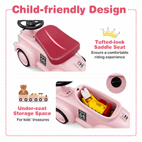 Voiture miniature à pousser pour enfants, style rétro, en plastique, avec siège ergonomique, sécurisée, pour l'extérieur, avec rangement pour jouets