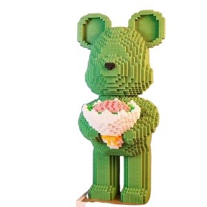 <span class=keywords><strong>Mini</strong></span> briques de construction 3D, modèle amour fleur ours brutal, Micro blocs de construction <span class=keywords><strong>Bearbrick</strong></span> figurines jouets pour cadeau - Product Image 1