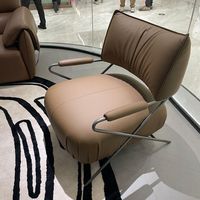 Fauteuil Lounge Individuel Bauhaus Mid-Century en Similicuir avec Structure en Acier Inoxydable, Confortable et Ergonomique pour Salon et Petits Appartements - Vente en Gros