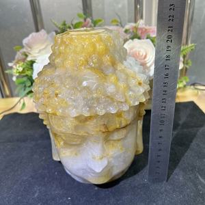 Statues de <span class=keywords><strong>Bouddha</strong></span> en Quartz Jaune Feu Naturel, Têtes de <span class=keywords><strong>Bouddha</strong></span> Golden Healer en Cristal, Artisanat de Pierres de Guérison pour la Méditation - Product Image 5