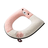 A0088 Ensemble de tapis de toilette en peluche imperméable et chaud avec poignée en forme de patte d'ours, couleur universelle assortie, sans couche intermédiaire