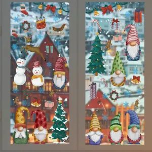 9张侏儒有趣的圣诞窗贴贴花贴纸可拆卸派对装饰玻璃窗家庭办公室