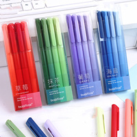 Ensemble de stylos à encre gel transparents en plastique pour cadeaux de papeterie, encre noire, pointe de 0,5 mm, stylo à clic rétractable avec revêtement en caoutchouc souple