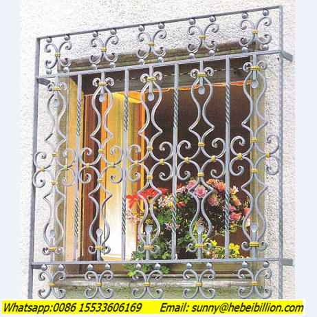 Security Galvanized Steel Fixed Window Grill Design Wrought