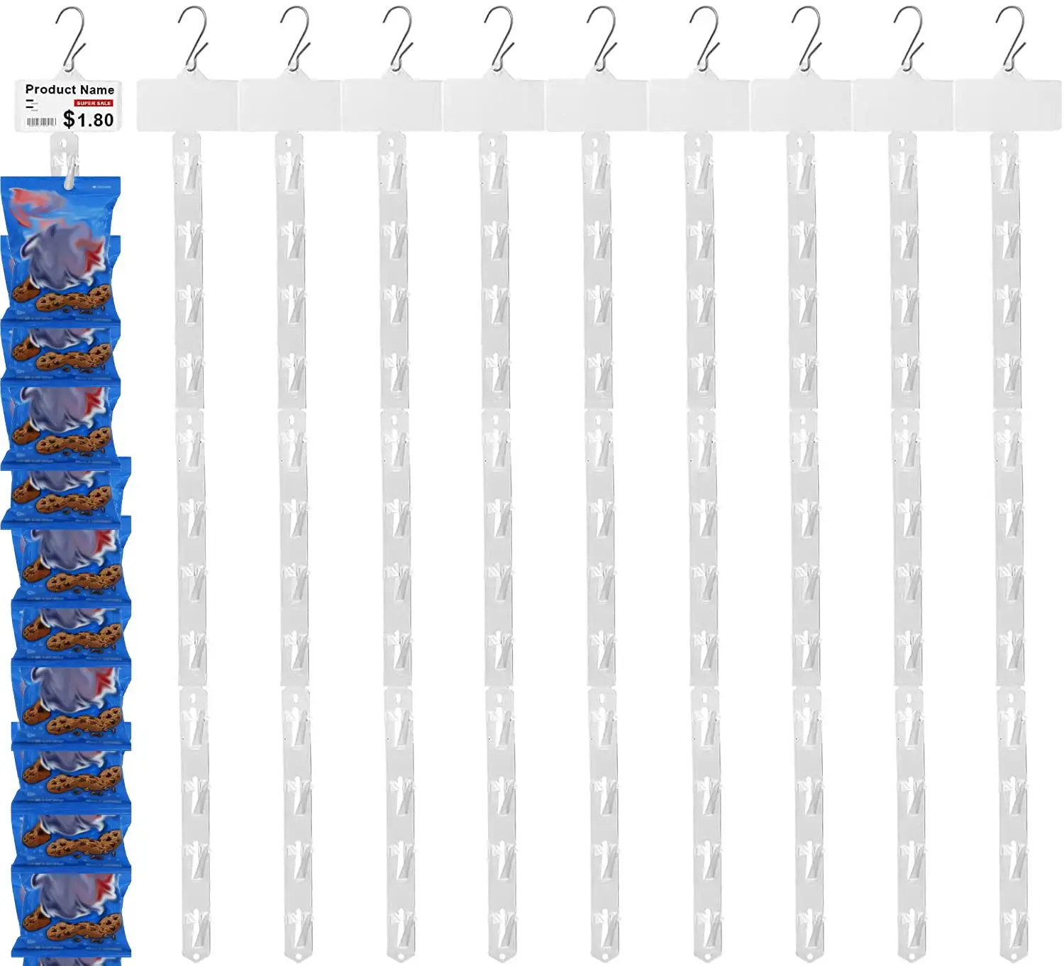 Hookei Display PP Clip Strip Snacks Kleiderbügel Kunststoff Einzelhandel preis Streifen halter für den Einzelhandel