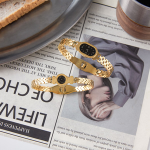 Bracelet de montre en acier inoxydable pour femmes, plaqué couleur or, Design élégant, accessoire de bijoux à la mode - Product Image 4