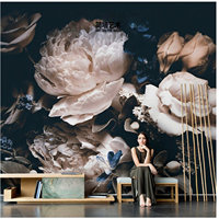 Papier peint floral rétro, papier peint mural personnalisé, papier peint mural luxueux à fleurs pour salon, fond de mur de télévision, décoration de la maison