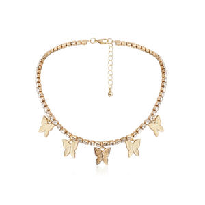 Collier Papillon en Strass, Sertissage Pavé, en Alliage de Zinc, Bijou de Fête, Design Géométrique, Style Ras-du-Cou, Pendentif Tendance - Product Image 5