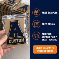 Patch en chenille brodé 3D en relief avec lettres et logo personnalisé, thermocollant pour uniformes et vêtements d'équipe sur mesure