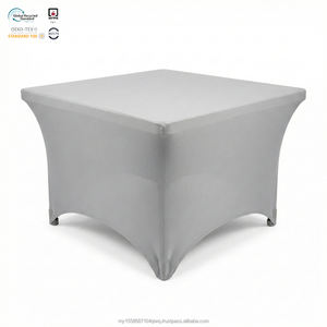 ผ้าคลุมโต๊ะ/ผ้าปูโต๊ะแบบยืด รุ่นพรีเมียม โมเดิร์น สีขาว ขนาด 6 ฟุต ด้านหลังเปิด ผลิตจากผ้าสแปนเด็กซ์ กันน้ำ เป็นมิตรกับสิ่งแวดล้อม เหมาะสำหรับโต๊ะลงทะเบียน - Product Image 1
