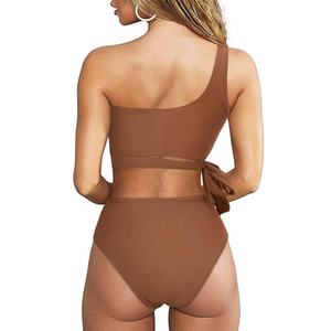 ชุดบิกินี่ดีไซน์เนอร์แบบสั่งทำพิเศษ เอวสูง ขาสูง ตัดเย็บแบบไม่สมมาตร ไหล่ข้างเดียว ชุดว่ายน้ำเซ็กซี่สำหรับผู้หญิง ชุดชายหาด ผลิตโดยผู้ผลิตชุดว่ายน้ำ - Product Image 5