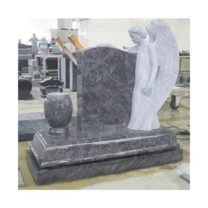 Chinese Natural Polished Low Cost Grey Headstone Granite Angel Tombstones Monuments