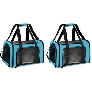 Sac de transport pour animaux de compagnie, petits et moyens chiots, chats jusqu'à 15 lb, approuvé par les compagnies aériennes, souple, bleu - Product Image 1
