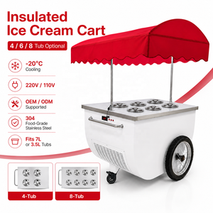 Vetrina Professionale Curva per Gelato con Vetro Temperato, 4/6/8 Vaschette, per Supermercati, Caffetterie, Panifici e Negozi di Alimentari - Product Image 1