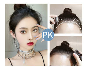 ML 여성용 인모 앞머리, 이마 헤어라인 커버용 무결점 더블 프론탈 피스 가발 - Product Image 2