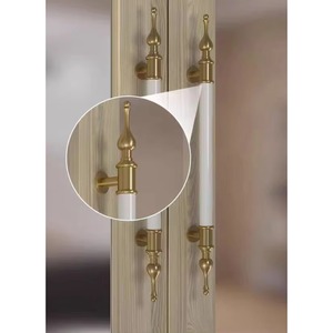 Poignée de porte d'entrée de style européen, finition or blanc, en bois naturel assemblé, robuste, pour portes d'entrée de grandes villas - Product Image 3