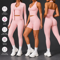 Vêtements de sport sans couture personnalisés pour femmes, shorts de yoga froncés, leggings, ensembles de soutien-gorge de sport 2/3/4 pièces, leggings de yoga