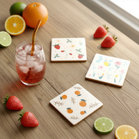Assiette à vaisselle en céramique durable, sous-verres carrés et ronds pour boissons personnalisées