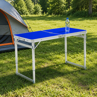 Table pliante portable d'extérieur pour le camping, hauteur réglable 55 65 75 cm, structure en aluminium, design pliable, poignée de transport, 4 places