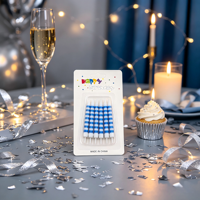 Bougies d'anniversaire en spirale rayées bleues et blanches avec supports en plastique, ensemble de bougies fines pour gâteau, décoration de gâteau pour fête d'anniversaire de garçons