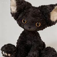 Peluche chat noir bouclé Devon avec rembourrage en coton PP pour enfants
