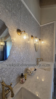 Mosaïque en marbre crinoline découpée au jet d'eau, design original pour murs et sols, vente en gros