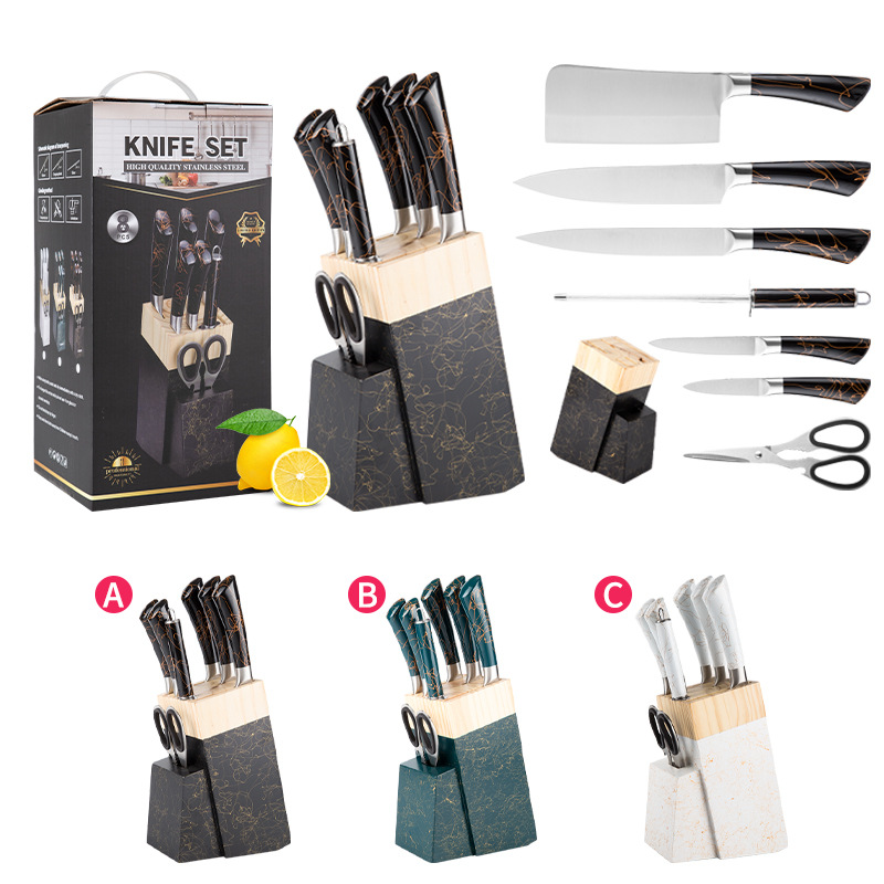 8-piece seahorse hollow handle knife set