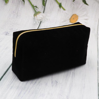 Logo brodé personnalisé, fermeture éclair de luxe pour femmes, emballage de brosse en velours suédé, petite pochette cosmétique de maquillage
