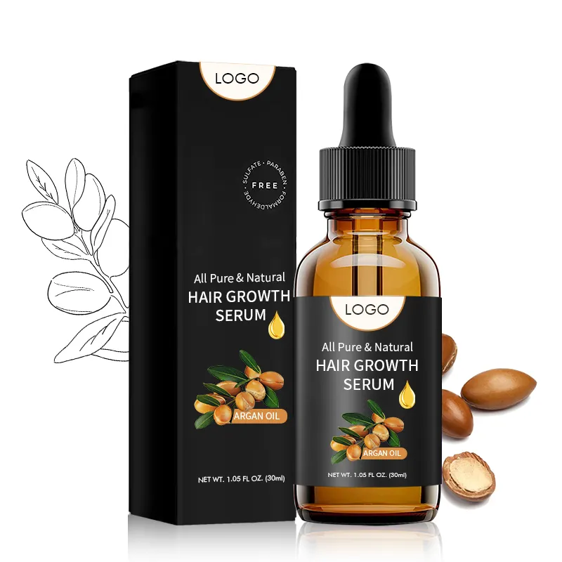 Wholesale Customised Fast Nourishing Oem Regrowth Private Label Organic Moroccan Argan Oil Anti Frizz Hair Loss Growth Serum Oil