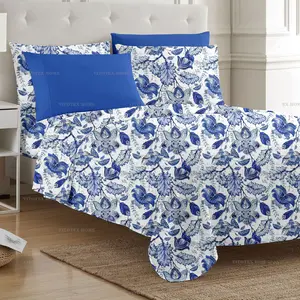 Hot sale 1800 polyester disperse microfiber sheet sets bedding wholesale printed bed sheet set for home