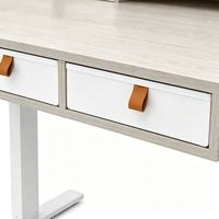 Bureau informatique moderne motorisé à hauteur réglable avec tiroirs de rangement, poste de travail électrique assis-debout pour bureau et télétravail