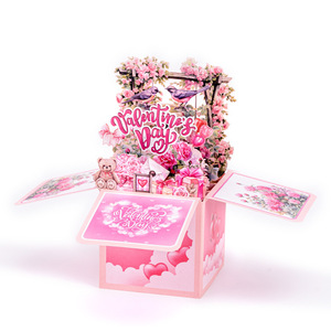 Happy Valentine's Day European Style HP Model 3D Pop up Surprise <b>Box</b> Paper Gift <b>Card</b> 18x18cm for Valentine's Party Decor - Product Image 3