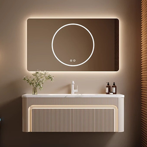 <span class=keywords><strong>Mobile</strong></span> <span class=keywords><strong>Bagno</strong></span> Classico Minimalista per Hotel, Lavabo Sospeso, <span class=keywords><strong>Mobile</strong></span> in Legno Massello, Specchio Intelligente, Armadietto Contenitore - Product Image 3