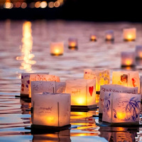 Lanternes flottantes carrées avec bougies Lanternes de rivière chinoises Lanternes en papier flottantes souhaitant prier bénédiction piscine de mariage