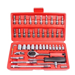46pcs 1/4 "<span class=keywords><strong>Dr</strong></span> CRV thép Metric ổ cắm thiết lập với Ratchet xử lý, 46pcs ổ cắm công cụ thiết lập - Product Image 1