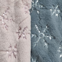 Tissu en fausse fourrure de lapin à face unique, brodé de paillettes flocon de neige, 100 % polyester, haute qualité, vente en gros, pour textile de maison