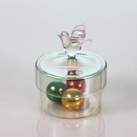Pot en verre borosilicate transparent fait main au design moderne, écologique, avec couvercle, style cylindrique, pour la conservation durable des aliments en cuisine, vente en gros