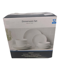 Service de Table de Restaurant en Porcelaine Fine – Assiettes Carrées Blanches 18 Pièces – Vaisselle Portable à Motif Végétal – Kit de Plats et Ustensiles pour les Fêtes