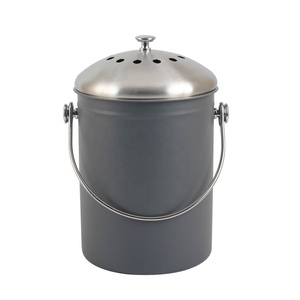 Poubelle à compost de cuisine en acier inoxydable avec couvercle et poignée, poubelle à compost pour déchets alimentaires de cuisine - Product Image 1