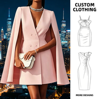Robe longue trapèze personnalisée pour femme, col en V, manches cape, taille haute, en polyester, OEM ODM, pour l'été, les fêtes, le bureau, élégante