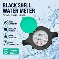Compteur d'eau multi-jets en plastique à cadran sec R100 DN15 15mm Corps en nylon fileté Lecture directe résidentielle ISO 4064 IP68