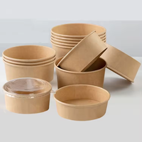 Bols à soupe et contenants à nouilles jetables en papier kraft à paroi simple, biodégradables et compostables, respectueux de l'environnement