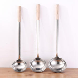 Louche Wok en acier inoxydable de qualité commerciale de 20 pouces avec manche en bois pour <span class=keywords><strong>hôtel</strong></span> ou restaurant à domicile - Product Image 2