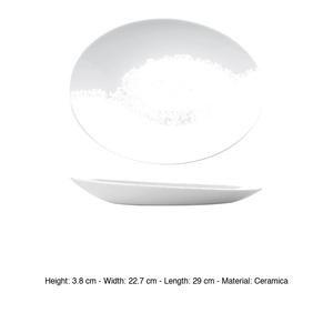 Plateau de service ovale 29 × 22,7 cm H 3,8 cm en céramique blanche Churchill Whor12 - Product Image 3
