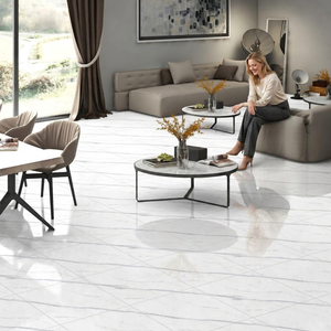 Arctic Imperial 600x600mm Polished Porcelain Tiles Carrara White Marble Look Glossy Interior Flooring - Product Image 6