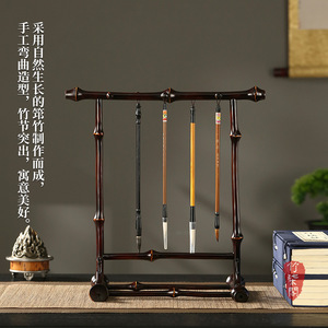 Zhuqi Pavilion Chinese Style Lacquered Bamboo Brush Holder Square Pen Stand For Calligraphy Desk Ornament Writing Implements - Product Image 5