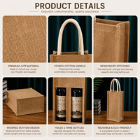 Sac à vin en toile de jute personnalisé avec logo, sac cadeau pour 1 ou 2 bouteilles, pochette de transport pour vin rouge avec poignées pour vin blanc, champagne