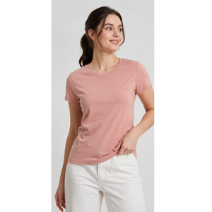 Camiseta Básica 100% Algodón de Vietnam, Suave, OEM/ODM, a Todo Color, Tejida, Corta, Transpirable, Cuello Redondo, Informal, Lisa para Mujer - Product Image 2