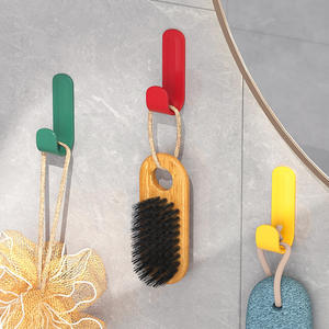 Crochets muraux en forme de J de style nordique, mini crochets adhésifs sans perçage, rectangulaires, en PP peint, pour le rangement à la maison ou sur la porte. - Product Image 1